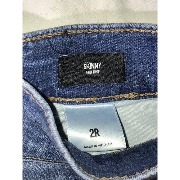 Express Women’s Skinny Mid Rise Medium Blue 5 Pocket Jeans 2 - Picture 4 of 10